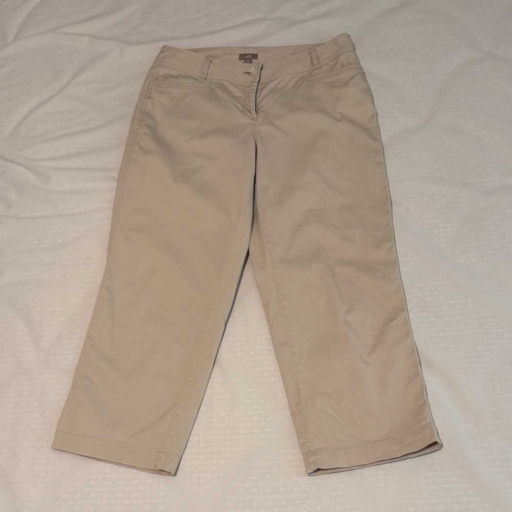 J. Jill Women Khaki Cotton Ankle crop stretch pants size 8